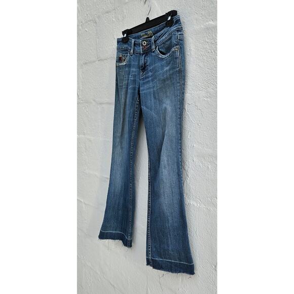 VTG Y2K 90s Miss Me Jeans 28 Bootcut Low Rise Boot Cut Floral Patch Distressed - Picture 3 of 16